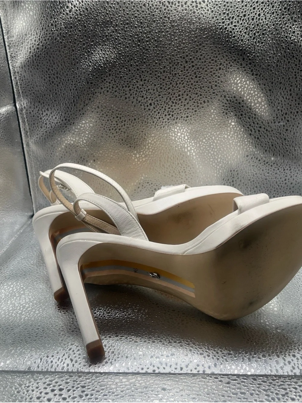 Sam Edelman White Ankle-Strap Stiletto Sandals